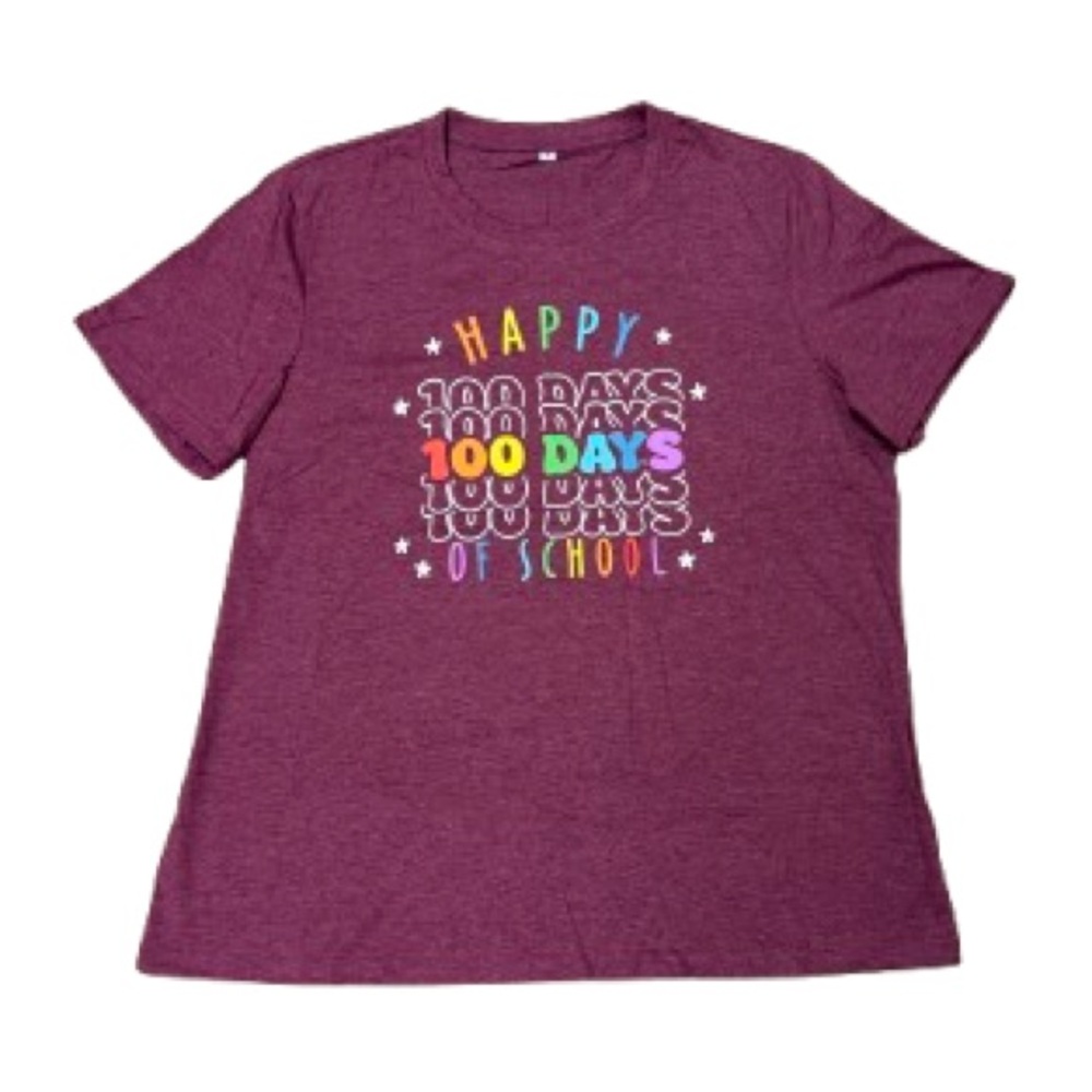 NIB Happy 100th Day of School Short Sleeve T Shirt -‎ Size: XL